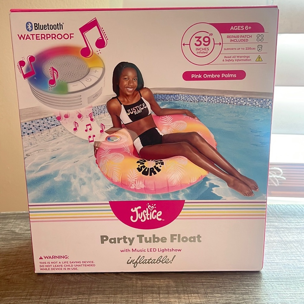 NEW Justice Party Tube Float w/Music LED Lightshow Inflatable Bluetooth